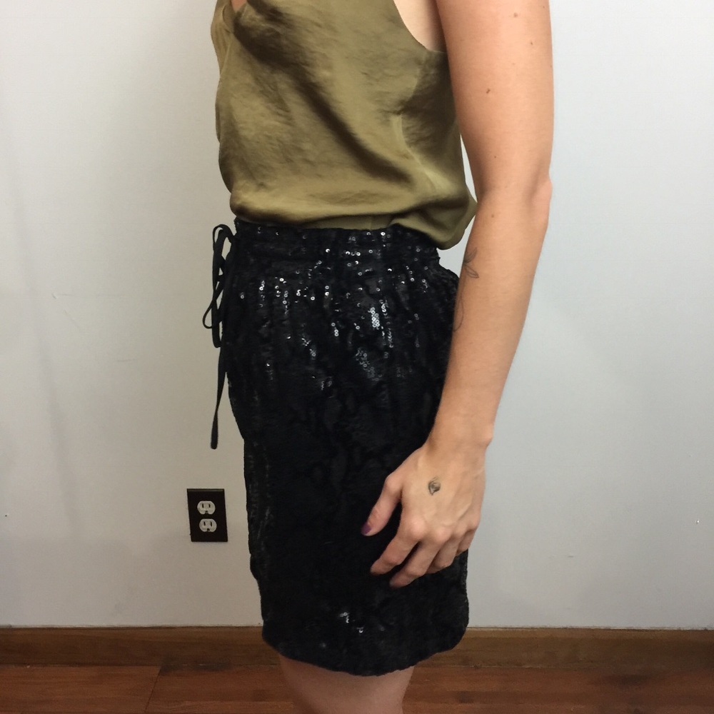 Joe Fresh Black Sequin Mini Elastic Skirt - Picture 2 of 8